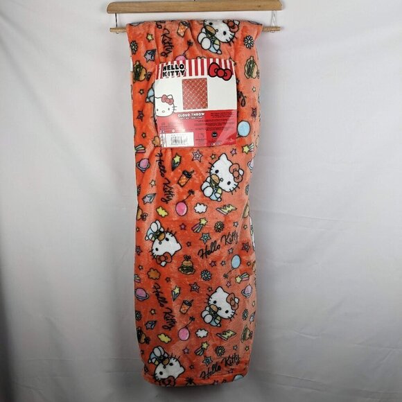 Sanrio Hello Kitty Orange Throw Blanket - Picture 1 of 5